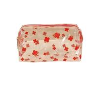 CGUOHU 4pcs Clear Waterproof Organizer Pouch Pencil Case Four Leaf Clover for Pen(Red)