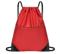 CGUOHU Basketball Bag Basketball Bag Drawstring Backpack Waterproof Oxford Cloth Draw String Back Sack with Zip Pocket for Sports Traveling Outdoor(Red)