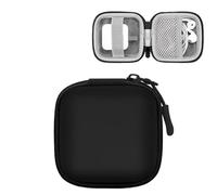 CGUOHU Cable Organiser Bag 2PCS Portable Mini Hard Shell Digital Gadgets Storage Bag Artificial Leather Earphone Charger Case Data Cable U Disk Organizer(Square-Black-S)