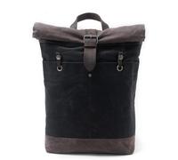 CGUOHU Canvas Backpack Men's Bag Rolled Travel Rucksack College Student Waterproof School Computer Laptop Bagpack for Rolltop Backpack(Black)