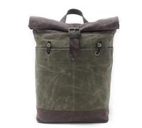 CGUOHU Canvas Backpack Men's Bag Rolled Travel Rucksack College Student Waterproof School Computer Laptop Bagpack for Rolltop Backpack(Deep Green)
