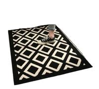 CGUOHU Doormat Indoor Entrance Door Mat Front Door Rug Checkered Geometric Pattern Welcome Mat Absorbent Thin Door Kitchen Rug Outside Doormat Runner(Black 02,50x80cm)