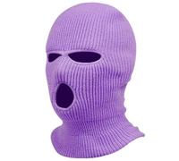 CGUOHU Ski Mask 2Pcs Full Face Cover Ski Mask Hat Knitted Hats Outdoor Cycling Ear Protection Beanies Men(Purple)
