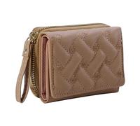 CGUOHU Wallets for Women Leather Tri-fold Small Wallet Cute Card Holder Multi-Card Slot Coin Purses for Men and Women(Khaki)