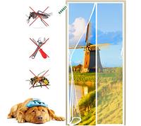 CGUOZI Magnetic Fly Screen Door 130 x 190 cm Heavy Duty Mesh Curtain Keep Away from Mosquitoes Curtain for Balcony/Patio DoorSize Up to White