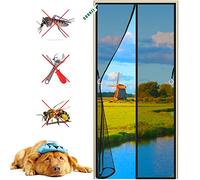 CGUOZI Magnetic Screen Door Curtain 95 x 215 cm with Heavy Duty Walk Through Screen Door for Door Curtains Keep Bugs Out Lets Fresh Air in Black