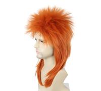 CGVG 70s 80s Mullet Wig Long Straight Mullet Wig Rocker Punk Popstar Disco Wig for Men Women Carnival Halloween Theme Party (Orange)