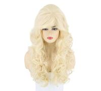 CGVG 70s 80s Wig Women's Beehive Wig Long Curly Big Bouffant Beehive Wig with Fringe for Women Cosplay Halloween Carnival Costume Party (Blonde)