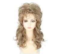 CGVG 70s 80s Wig Women's Long Curly Wig Synthetic Heat Resistant Synthetic Hair for Carnival Halloween Theme Party (Golden Brown)