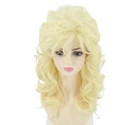 CGVG 70s 80s Wig Women's Long Curly Wig Synthetic Heat Resistant Synthetic Hair for Fancy Dress Carnival Halloween Theme Party (Blonde)