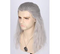 CGVG Long Wavy Grey Wig Men's Wizard Wig Cosplay Costume Men for Halloween Cosplay Carnival (2022)