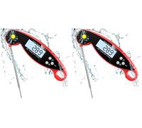 CGZZ Thermometer, Digital Meat Thermometer, Red, 4.6'' Folding Probe, 2-3S Instant Read Backlight and Magnet, IP67 Waterproof (Pack of 2)