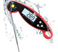 CGZZ Thermometer, Digital Meat Thermometer, Red, 4.6'' Folding Probe, 2-3S Instant Read Backlight and Magnet, IP67 Waterproof