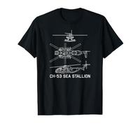 CH-53 Military Helicopter Blueprint Value Graphic T-Shirt