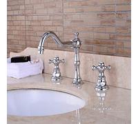 Ch Bathroom Basin Tap Metal Diffuser Two Handles Three Holes Brass Faucet for Modern Sink & Slish Water Mixer