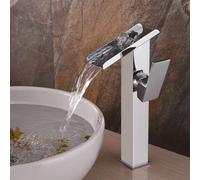 Ch Bathroom Faucet Brass Single Handle Waterfall Sink Mixer Tap Modern Wash Basin Mixer for Bathrooms Silver h & Design