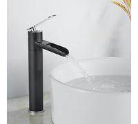 Ch & Black Tall Waterfall Bathroom Sink Mixer Tap - Hot & Cold Basin Faucet Modern Design Easy Installat Slish Bathroom Accessories