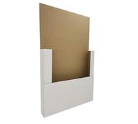 CH-BOX 50 Pack Vinyl Record Shipping Boxes for Lp Albums, 32x32x5cm (12.5x12.5x2''), Height Adjustable Corrugated Cardboard Easy-Fold Postal Boxes, White (EM1212)