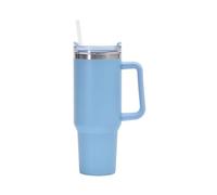 CH HIUBIE 40 oz Thermal Mug with Straw and Handle, 1180 ml Double-Walled Stainless Steel Hot Cold Drinks Vacuum Drinking Cup, Coffee Mug for Home Travel (Blue, Millilitres, 1180 ml)