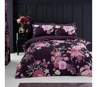 CH oceanevo® Floral Duvet Cover Quilt Bed Set With Pillow Case, Reversible, Blend Poly Cotton, Teal, Purple, Single, Double king Size Bedding (Purple, Double)