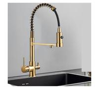 Ch Plated Kitchen Mixer Tap - Double Handle Hot & Cold Filtered Water Faucet for Pure Drinking Water Supply, Slish Design, Easy Installat
