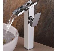 Ch-Plated Single H Bathroom Sink Mixer Tap - Retro Waterfall Faucet with Hot & Cold Water Control - Ele Faucet for Modern & Classic Bathrooms