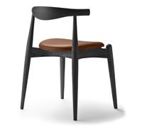 CH20 Elbow Chair upholstered Carl Hansen & Søn frame oak black seat leather thor 307 - 5715230836194