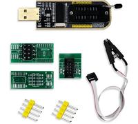 CH341A Programmer & Removable SOP8 Test Clips Organizer,CH341A+SOP8 double board Flash Chip IC Test Clips 25 series Flash BIOS USB Programmer Module (Single Clip + USB)