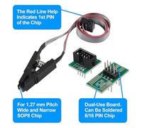 CH341A USB Programmer for SOIC8 Chips with SOP8 Clip and 1.8V Adapter, Compatible with 24 25 Series Flash for BIOS for EEPROM - 3.74" Black