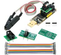 CH341B For EEPROM Programmer for 24/25 Series SOP8 SOP16 Chips | USB I2C Flash For BIOS Tool with For SOIC8 Test Clip | 3.3V/5V Voltage Switching for Backup