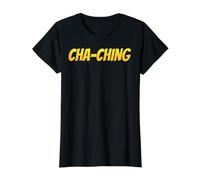 Cha-Ching Money Sound Casino Funny Millionaire Value Graphic T-Shirt, Women, Black, S
