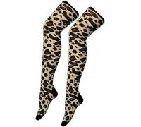 CHAAL® 1 OTK Women's Leopard Print Over-the-Knee Thigh High Socks Long Socks womens Leopard design over the knee socks Girls Party Fancy dress Long Socks Leopard
