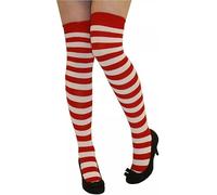 CHAAL® 1 Over The Knee Women's Striped Socks long Striped Socks Stripe over the Knee Socks Girls Over The Knee leg Warmer Socks Xmas Party Socks Red & White