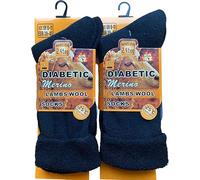 CHAAL® 2 Diabetic Merino Wool Socks for Mens Thermal Sock Non-Elastic Wider Top Extra Warm Thick Boot Soft Cosy for Walking, hiking, Outdoor, Winter Socks 2.4 TOG UK Merino 6-11 Black