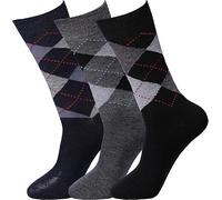 CHAAL® 3 Big Foot Diabetic Socks Mens Bigfoot Socks wide top soft cuff Oedema friendly Non-Binding Socks Non-Elastic Socks Size 11-14 Argyle