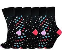 CHAAL® 3 Pairs Womens Diabetic Socks Ladies designed socks wide Womens Stretchable Socks for Swollen Feet Women Diabetic Pregnancy socks UK Size 4-7 (Polka Dot)