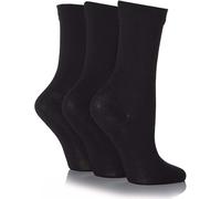 CHAAL® 3 Women's Diabetic Socks wide Cotton Honey Comb top soft cuff neuropathy Non-Elastic Grip Oedema friendly Seamless Toe Swollen feet Non-Binding Circulatory UK SIZE (4-7) Black