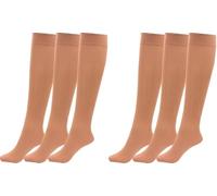 CHAAL® 6 Pop Socks Women's Knee High Trouser Socks, Opaque Microfibre Knee High Trouser Socks Nylon Girls Trouser Pop Socks Ladies Trouser comfort Socks Nude/Tan