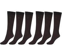 CHAAL ® 6 Pop Women's Knee High Pop Socks Women's Trouser Socks Opaque Nylon Microfiber Girls Trouser Pop Socks Ladies’ Trouser Socks with Comfort Top Black