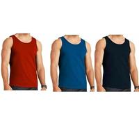 CHAAL Men's 3-Pack Cotton Tank Top Vests - Sleeveless Undershirts, Navy, Sky, Royal & Assorted, XL