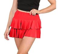 CHAAL® RARA Mini Skirt for Women's Ruffle Skirt Double Layer RARA Skirt Frill Plain Dance Club Wear Party Casual Fancy Dress Skort Girls Hot Mini Skirt Size M-L Red