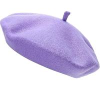 CHAAL® Womens Beret Hat Women Accessoies Men Wool Solid Color French Style Classic Beret Hat - Vintage Women's Berets for Ladies UK Artist Beret Lilac