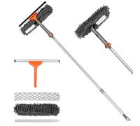 Chabatree 2-in-1 Window Cleaning Tool with Extendable Pole, Bendable Head for Indoor & Outdoor Glass, Car, High Windows