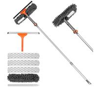 Chabatree Window Squeegee Cleaner Set 2-in-1 Window Cleaning Tool with Extendable Pole, Window Cleaning kit with Bendable Head for Indoor & Outdoor Glass for Car Indoor Outdoor High Windows（Kit2.0）