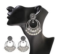 CHABER Retro Gypsy Women's Gold Big Round Indian Jhumka Earrings Ethnic Pearl Tassel Dangling Ladies Earring Fashion Jewelry