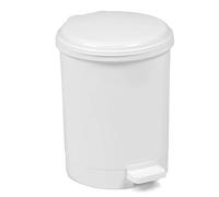 Chabrias 12 Litre Kitchen Pedal Bin with Lid - White Plastic Step-On Waste Bin with Removable Inner Bucket, Medium Household Rubbish Bin for Bathroom, Utility Room, Office or Recycling Use - 12L White