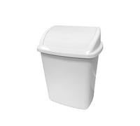 Chabrias 15 Litre White Plastic Swing Lid Bin, Compact Rubbish Waste Bin for Kitchen, Bathroom, Office or Home, Durable, Easy to Clean, Lightweight Trash Can Single With Swing Lid