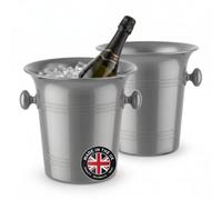 Chabrias 2-Pack 3.5L Champagne Ice Buckets, Silver Wine Coolers, UK MADE