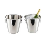 Chabrias 2 Pack 5 Litre Polished Stainless Steel Champagne & Wine Ice Bucket - Durable Double-Wall Drinks Cooler with Carry Handles | Professional Bar & Home Entertaining Bucket