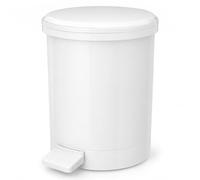Chabrias 20 Litre Kitchen Pedal Bin with Lid - White Plastic Step-On Waste Bin with Removable Inner Bucket, Large Household Rubbish Bin for Kitchen, Utility Room, Office or Recycling Use - 20L White